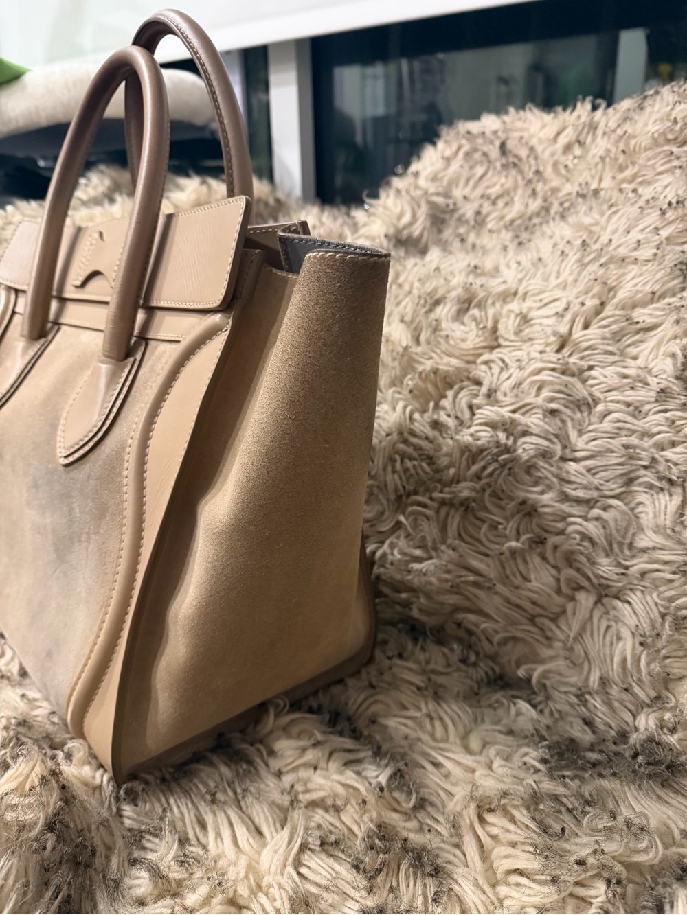 Celine Beige Suede & Leather Tote Bag - Picture 4 of 7
